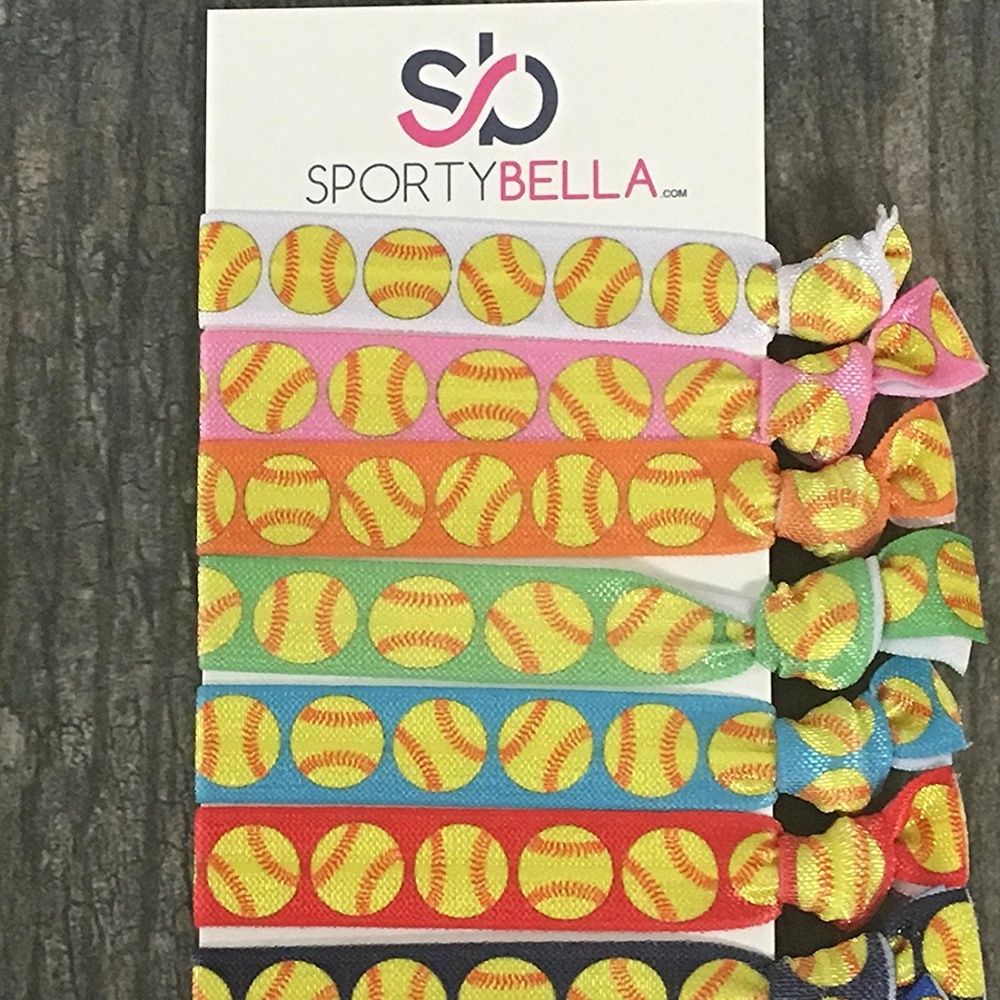 Girls Softball Hair Ties Set